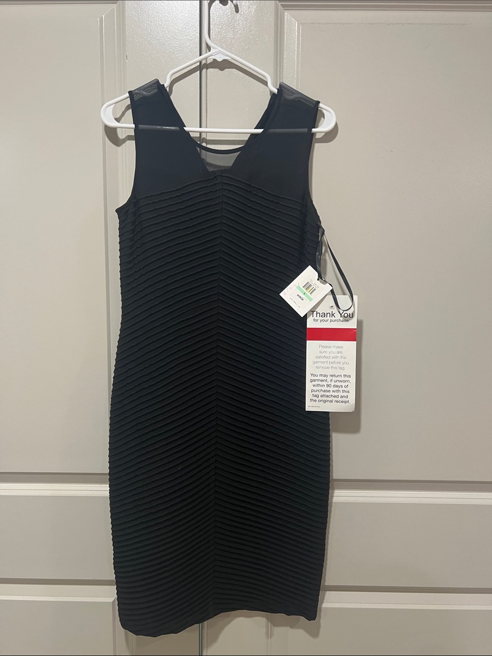 Calvin Klein NWT SZ 8 Classic Black Sleeveless Pleated Bodycon Dress
